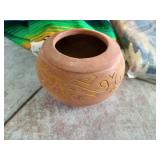 Mexican Blanket, Large Rock, New Rug & Replica Pot