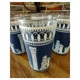 Set of (8) Vintage Jeaunette Glass Hellenic Blue Wedgewood Tumblers