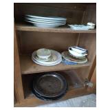 (3) Shelves of Dishes - Plates, Trays, Etc