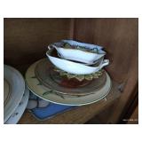(3) Shelves of Dishes - Plates, Trays, Etc