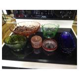 Lot of Beautiful Colored Glass Dishes