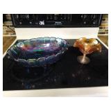 (2) Beautiful Carnival Glass Pieces