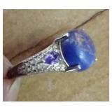 Pretty Sterling Silver Ring - Possibly Purple Turquoise