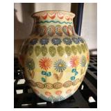 Vintage Italian Hand Painted Floral Pottery Vase - Very Pretty!