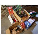 Christmas Decor Lot - Fiber Optic Tree, Nice Clock Etc