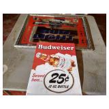 Large Budweiser Mirror & Tin Sign