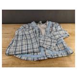 Blue Plaid Jacket & Skirt Set - Women