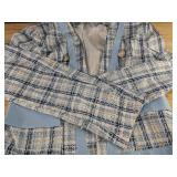 Blue Plaid Jacket & Skirt Set - Women