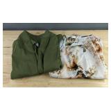 Dress & Jacket Set - Floor-Length Floral Dress & Olive Green Jacket - Women