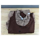 Brown Plaid Top with Vest - Women