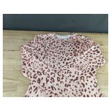 Pink Leopard Print Floor Length Long Sleeve Dress - Belt Included - Women