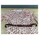 Pink Leopard Print Floor Length Long Sleeve Dress - Belt Included - Women