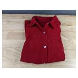 Red Corduroy Button-Up Top Women