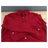 Red Corduroy Button-Up Top Women