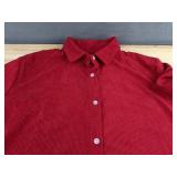 Red Corduroy Button-Up Top Women
