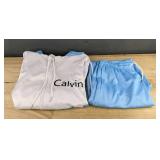 Calvin Jogging Set Zip-Up Hoodie & Pants - Blue & White - Men