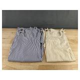 2 Sleeveless Stripe Dresses - Blue Stripe & Yellow Stripe Women