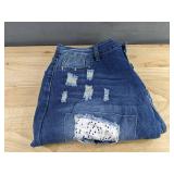 KYGABAK Patchwork Denim Jeans with Heart Patches - Women