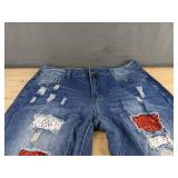 KYGABAK Patchwork Denim Jeans with Heart Patches - Women