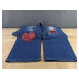 KYGABAK Patchwork Denim Jeans with Heart Patches - Women