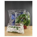 Wreath, 50 White Roses, & 18" Blue Bow - Brand New