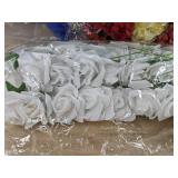 Wreath, 50 White Roses, & 18" Blue Bow - Brand New