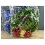 Wreath, 50 White Roses, & 18" Blue Bow - Brand New
