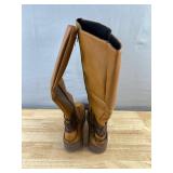 Brown Dress Boots - Side Zip & Buckle Women