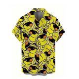 Rubber Duck Themed Button-Up Shirt - Yellow - Men