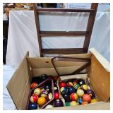 Pool Cue Rack and Full Set of Balls