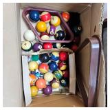 Pool Cue Rack and Full Set of Balls