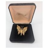 Monet Butterfly Brooch - Filigree Wing Pin in Original Case