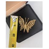 Monet Butterfly Brooch - Filigree Wing Pin in Original Case