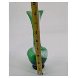 Green and White Twisted Glass Vase - Tall Swirl Pattern, Glass Accent