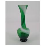 Green and White Twisted Glass Vase - Tall Swirl Pattern, Glass Accent