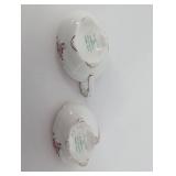 Gladstone Bone China Sugar Bowls - Made in England, Pink Rose Pattern, Gold Trim - Set of 2