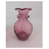 Pink Glass Goblets with Floral Etching - Set of 4 & Matching Pink Vase
