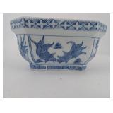 Blue and White Chinese Porcelain Hexagonal Planters - 2-Piece Set - Made in China