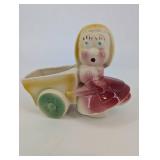 Vintage Ceramic Planter Figurine - Child on Wagon