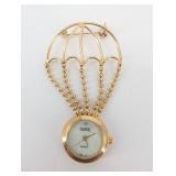 Quintel Quartz Pendant Watch - Gold Tone Bead Chain - Japan Movt