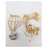 Quintel Quartz Pendant Watch - Gold Tone Bead Chain - Japan Movt