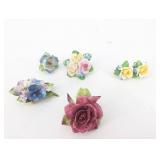 Royal Adderley Floral Made in England Ceramic Flower Brooches - Vintage Set of 4