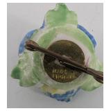 Royal Adderley Floral Made in England Ceramic Flower Brooches - Vintage Set of 4