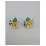 Royal Adderley Floral Made in England Ceramic Flower Brooches - Vintage Set of 4