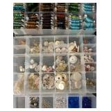 Assorted Beads & Jewelry Findings - Mixed Lot in Organizer Trays