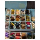 Assorted Embroidery Thread Spools in Clear Storage Boxes - Multicolor