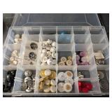 Assorted Vintage Buttons in Clear Organizer Boxes - Plastic, Shell & Metal