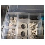 Assorted Vintage Buttons in Clear Organizer Boxes - Plastic, Shell & Metal