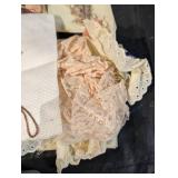 Assorted Vintage Cross-Stitch Fabrics, Lace & Embroidery Floss