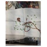 Assorted Vintage Cross-Stitch Fabrics, Lace & Embroidery Floss